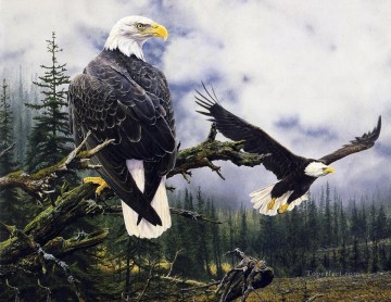 Animal Painting - águila con pájaros de pico amarillo